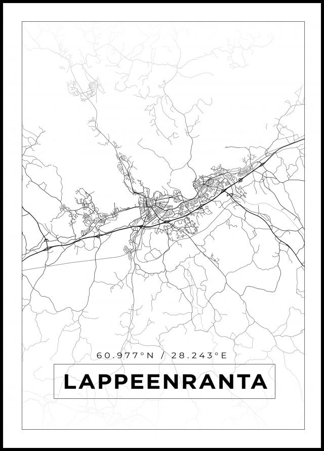 Kort - Lappeenranta - Hvid Plakat