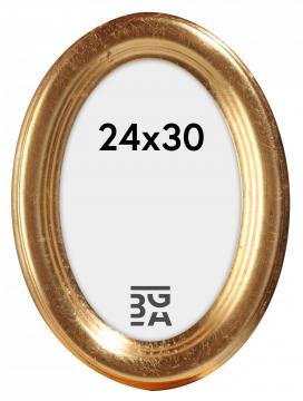 Oval guldramme i tr af hj kvalitet til billede p 24x30 cm