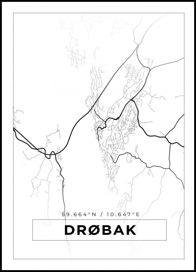 Kort - Drøbak - Hvid Plakat