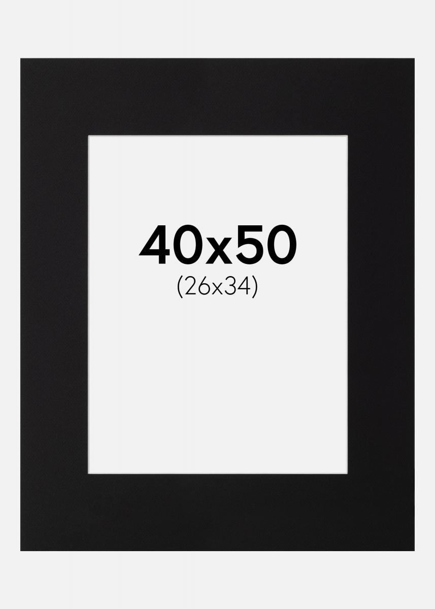 Passepartout Sort (Hvid kerne) 40x50 cm (26x34)