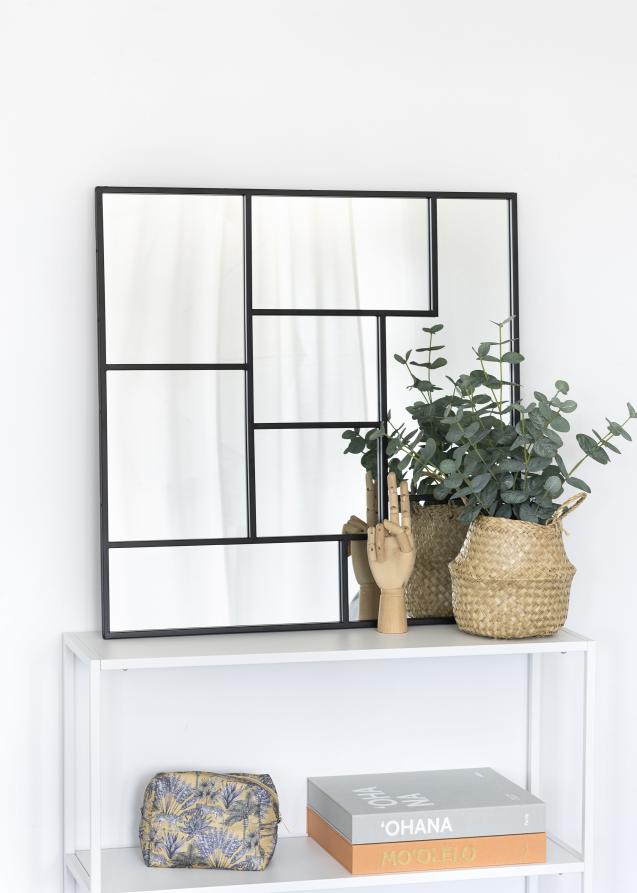 KAILA Spejl Asymetric - Sort 70x70 cm