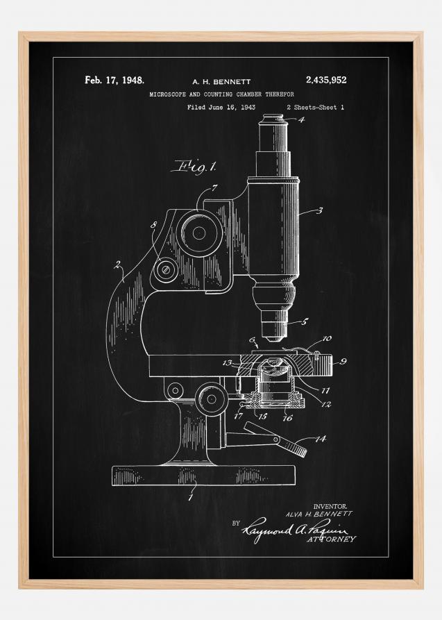 Patent Print - Microscope - Black Plakat