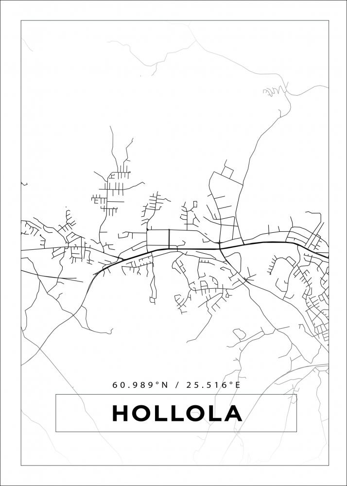 Kort - Hollola - Hvid Plakat