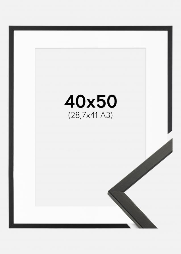 Ramme Galant Sort 40x50 cm - Passepartout Hvid 29,7x42 cm (A3)