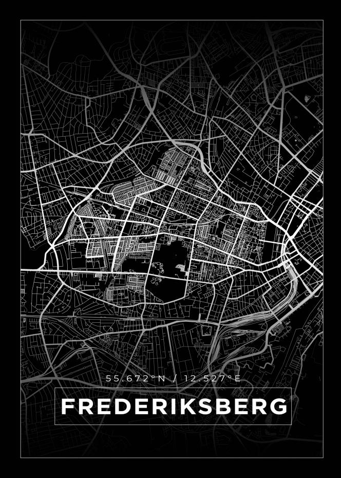 Kort - Frederiksberg - Sort Plakat