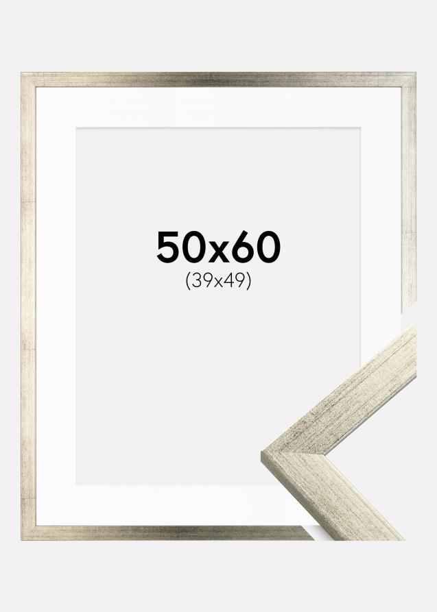 Ramme Stilren Sølv 50x60 cm - Passepartout Hvid 40x50 cm
