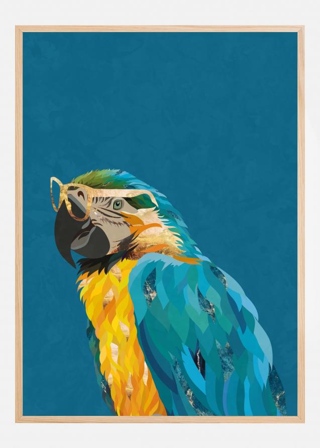 Vibrant macaw wearing glasses Plakat