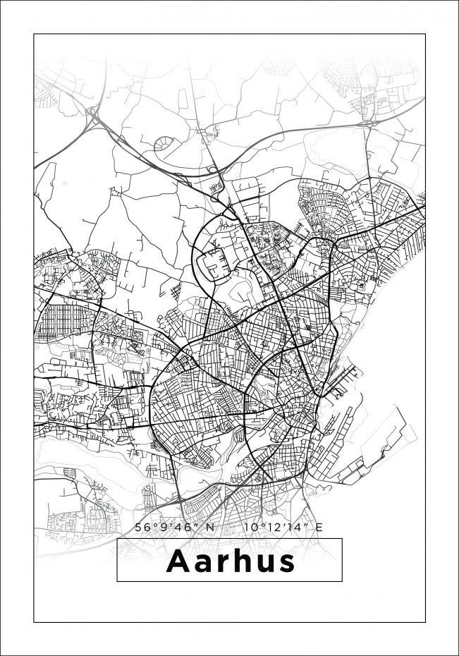 Kort - Aarhus - Hvid Plakat