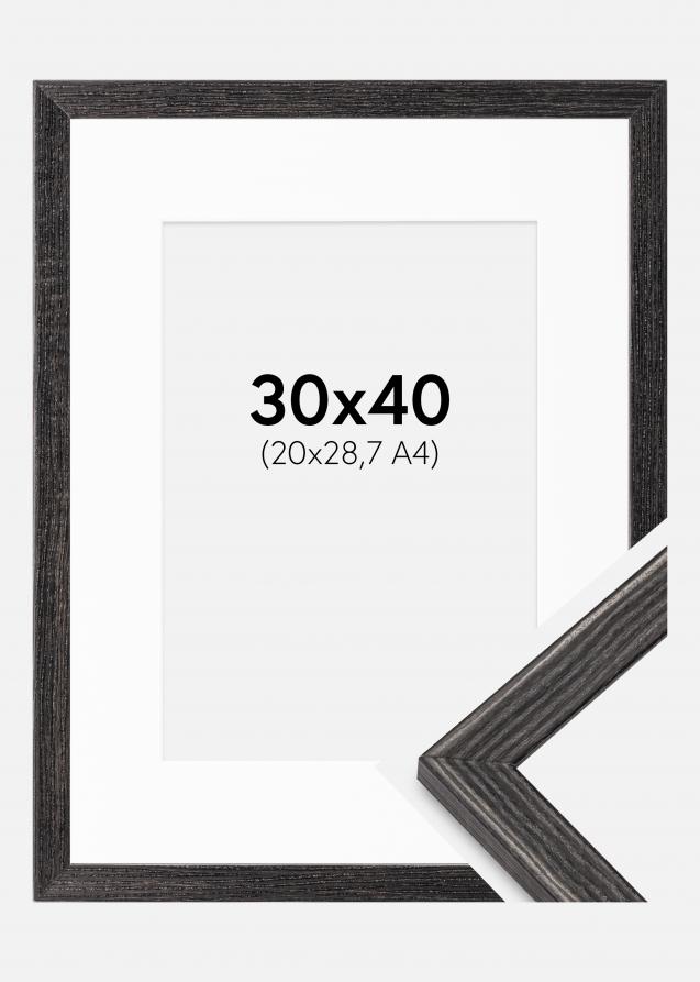 Ramme Fiorito Mørkegrå 30x40 cm - Passepartout Hvid 21x29,7 cm (A4)