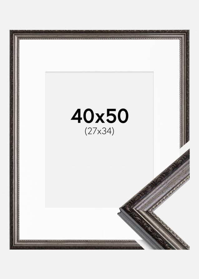 Ramme Abisko Sølv 40x50 cm - Passepartout Hvid 28x35 cm