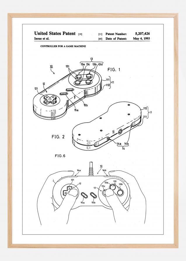 Patent Print - Game Controller I - White Plakat