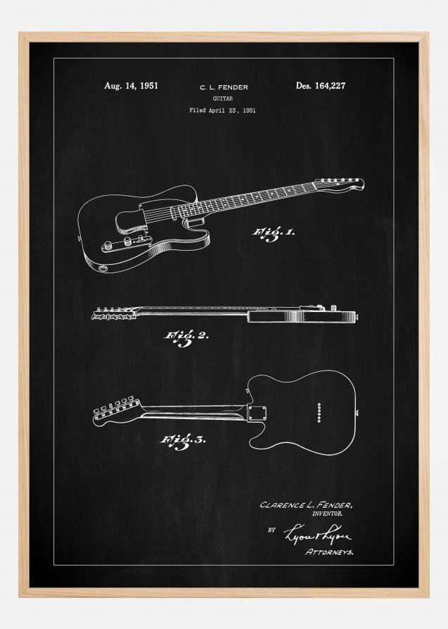 Patent Print - Guitar - Black Plakat