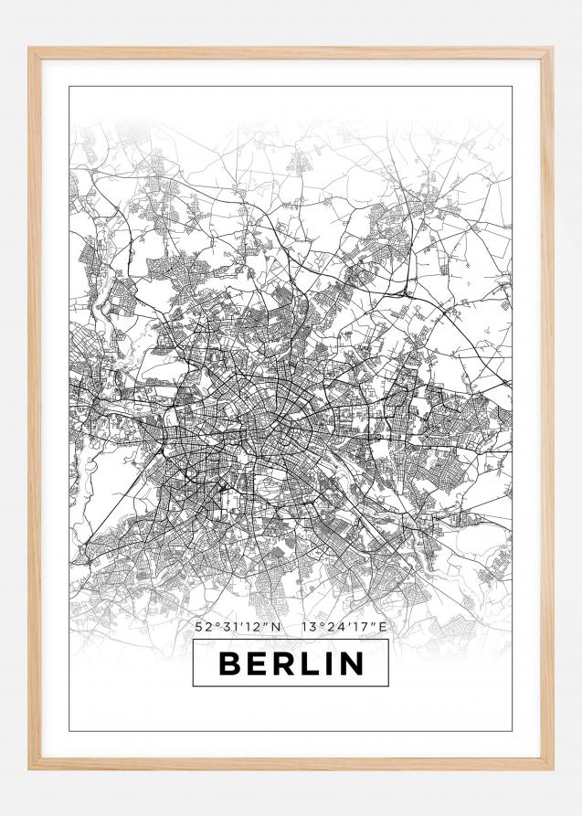 Kort - Berlin - Hvid Plakat