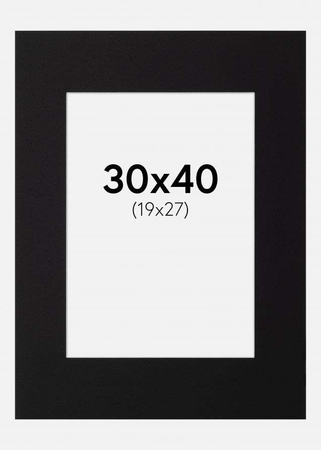 Passepartout Sort Standard (Hvid kerne) 30x40 cm (19x27)