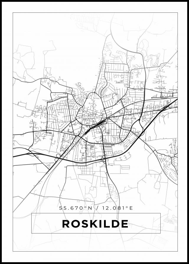Kort - Roskilde - Hvid Plakat