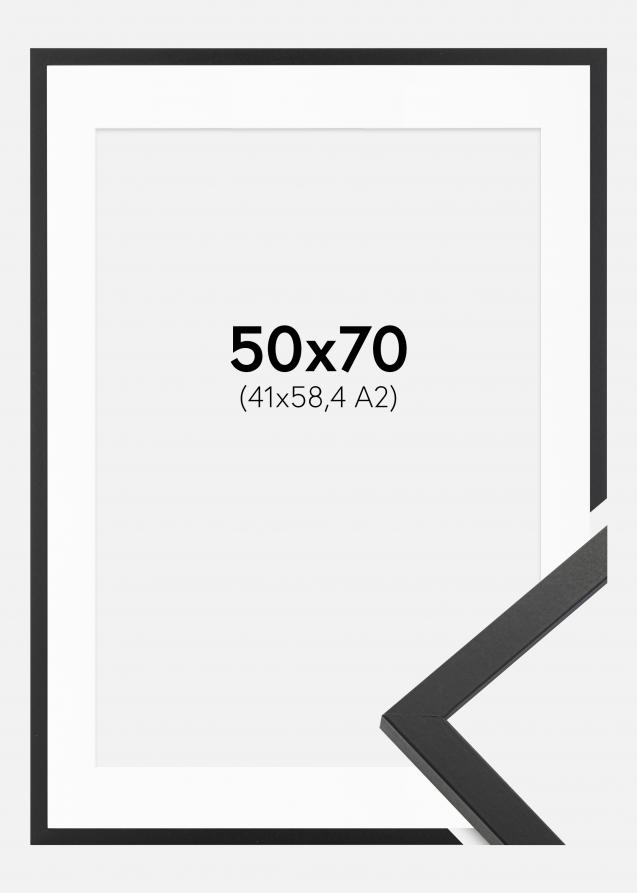 Ramme Trendy Sort 50x70 cm - Passepartout Hvid 42x59,4 cm (A2)