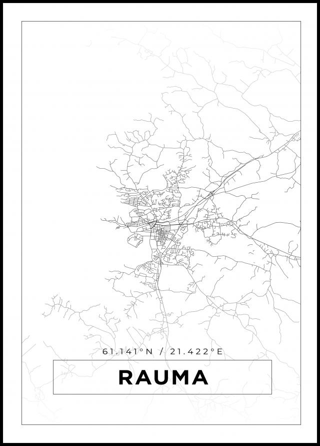 Kort - Rauma - Hvid Plakat