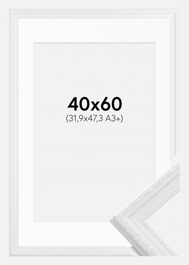 Ramme Abisko Hvid 40x60 cm - Passepartout Hvid 32,9x48,3 cm (A3+)