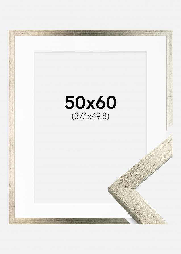 Ramme Stilren Sølv 50x60 cm - Passepartout Hvid 15x20 inches