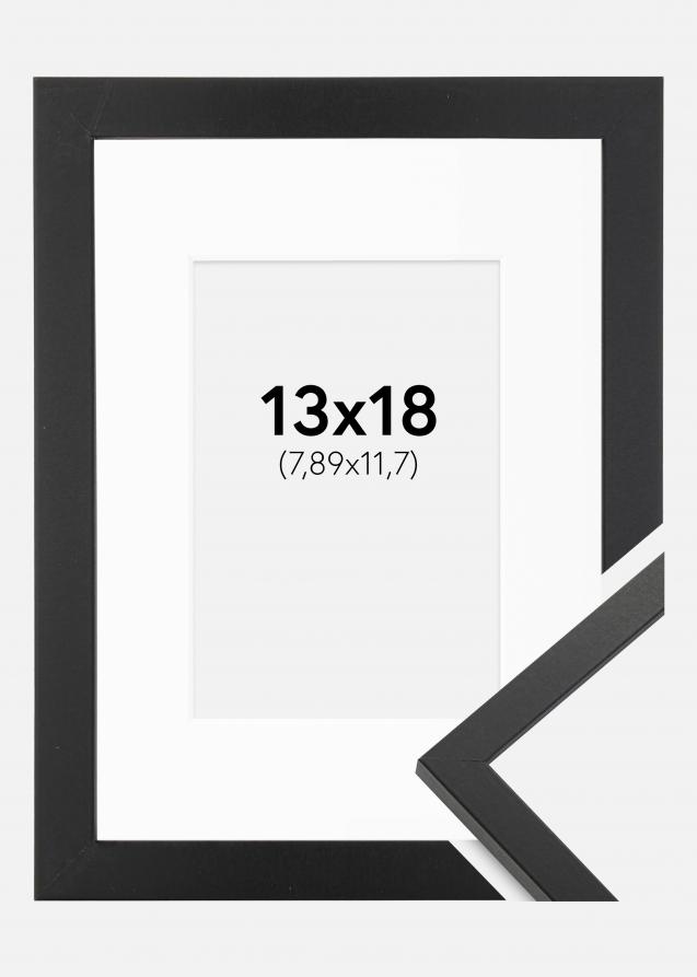 Ramme Trendy Sort 13x18 cm - Passepartout Hvid 3,5x5 inches