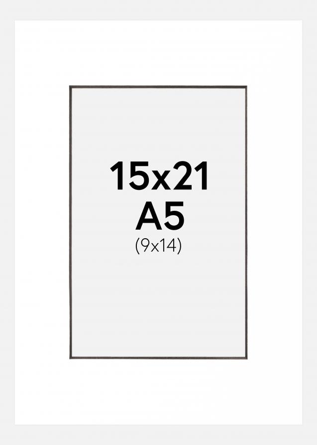 Passepartout Hvid (Sort kerne) 15x21 cm (9x14 cm)