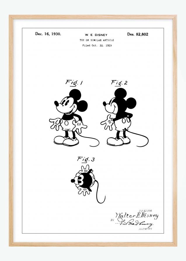 Patenttegning - Disney - Mickey Mouse Plakat