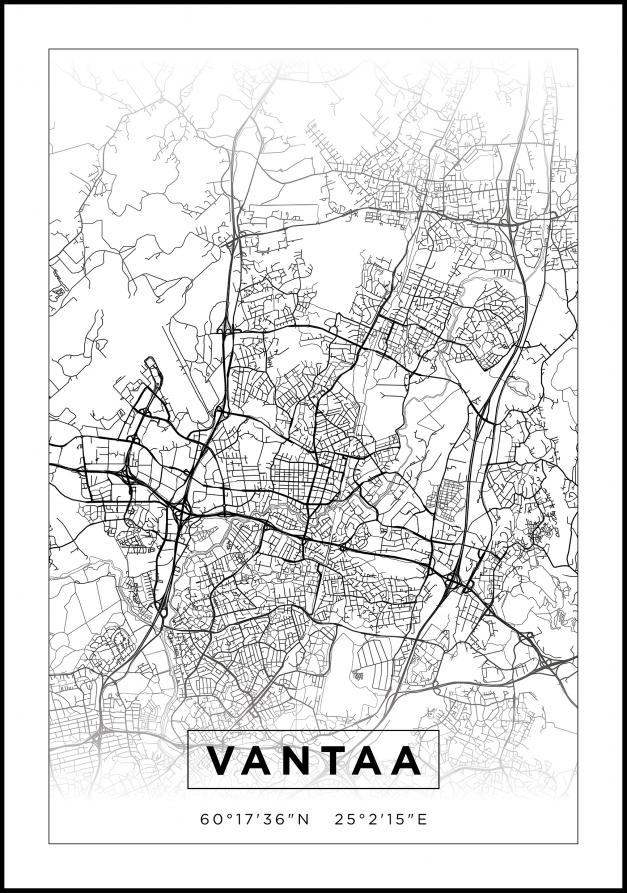 Kort - Vantaa - Hvid Plakat