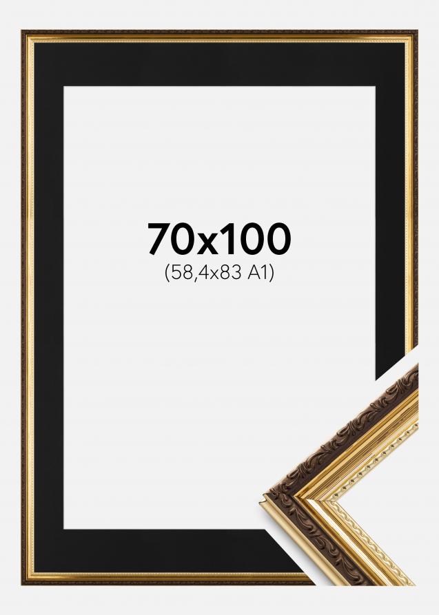 Ramme Abisko Guld 70x100 cm - Passepartout Sort 59,4x84 cm (A1)
