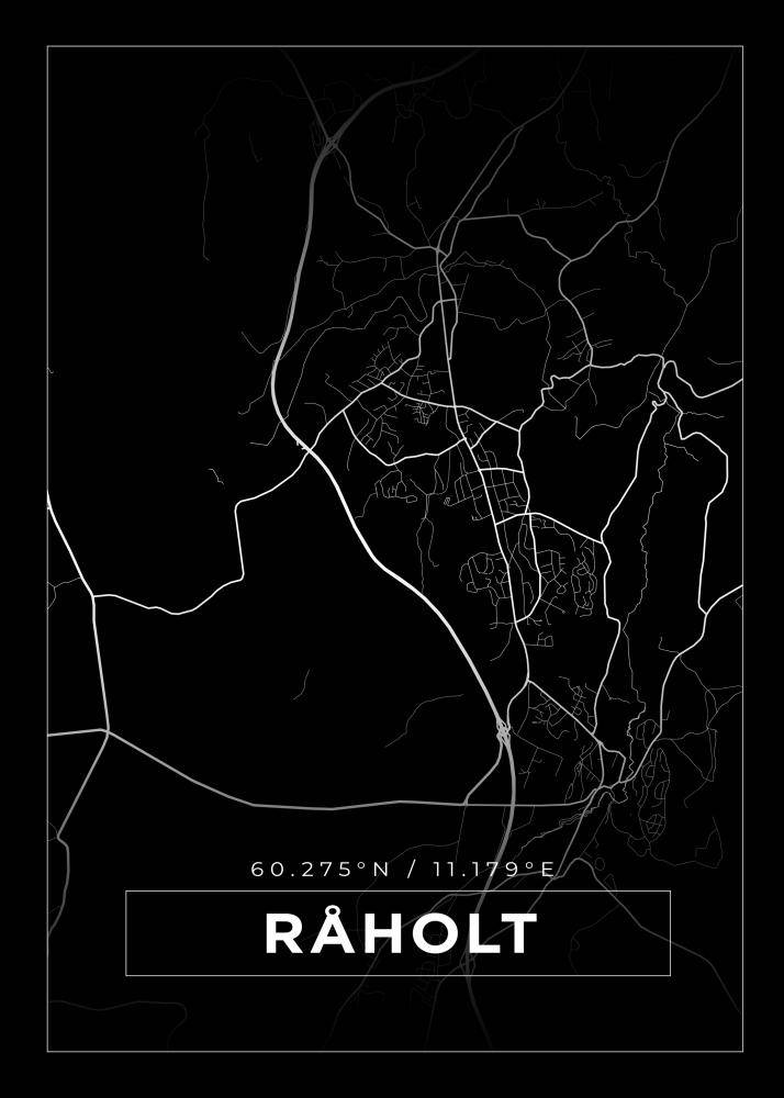Kort - Rholt - Sort Plakat