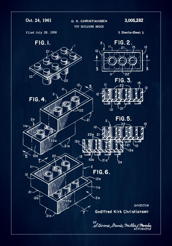 Patent Print - Lego Block I - Blue Plakat