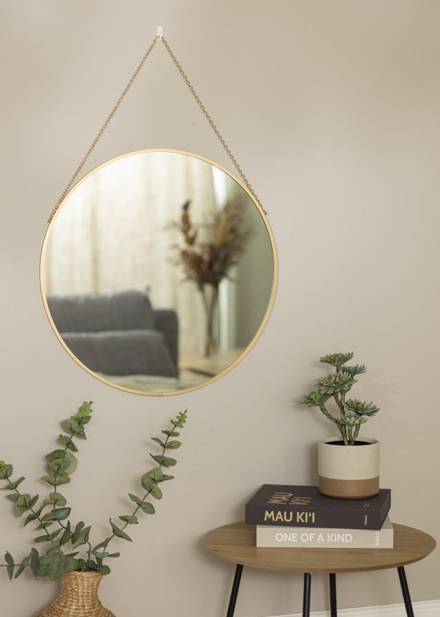 Rundt Spejl Modern Guld 61 cm Ø