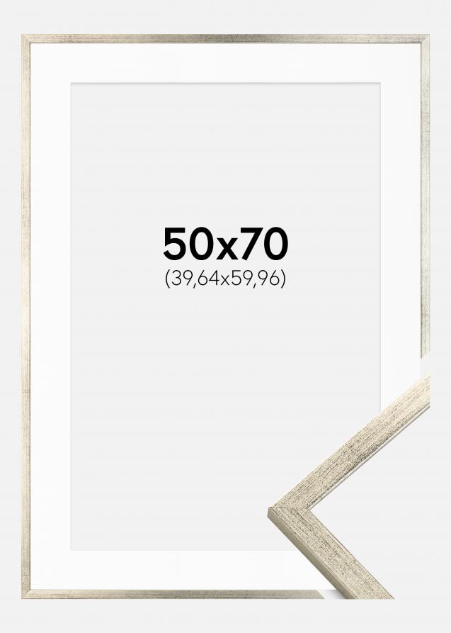 Ramme Galant Sølv 50x70 cm - Passepartout Hvid 16x24 inches