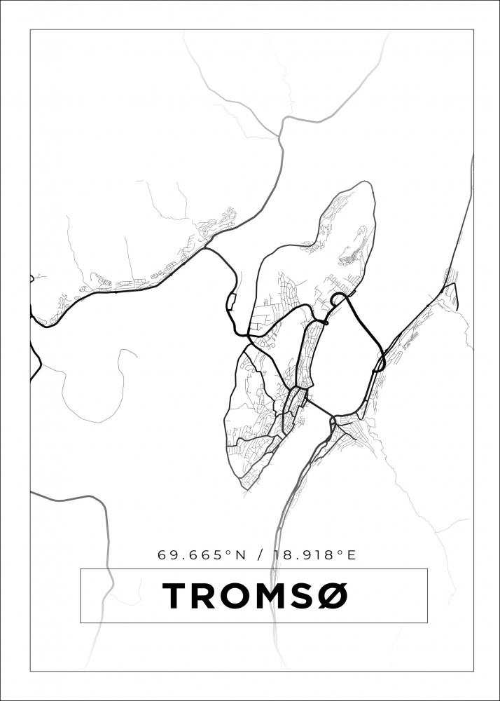 Kort - Troms - Hvid Plakat