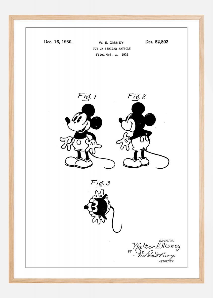 Køb Patent Print - Toy Walt Disney White Plakat -