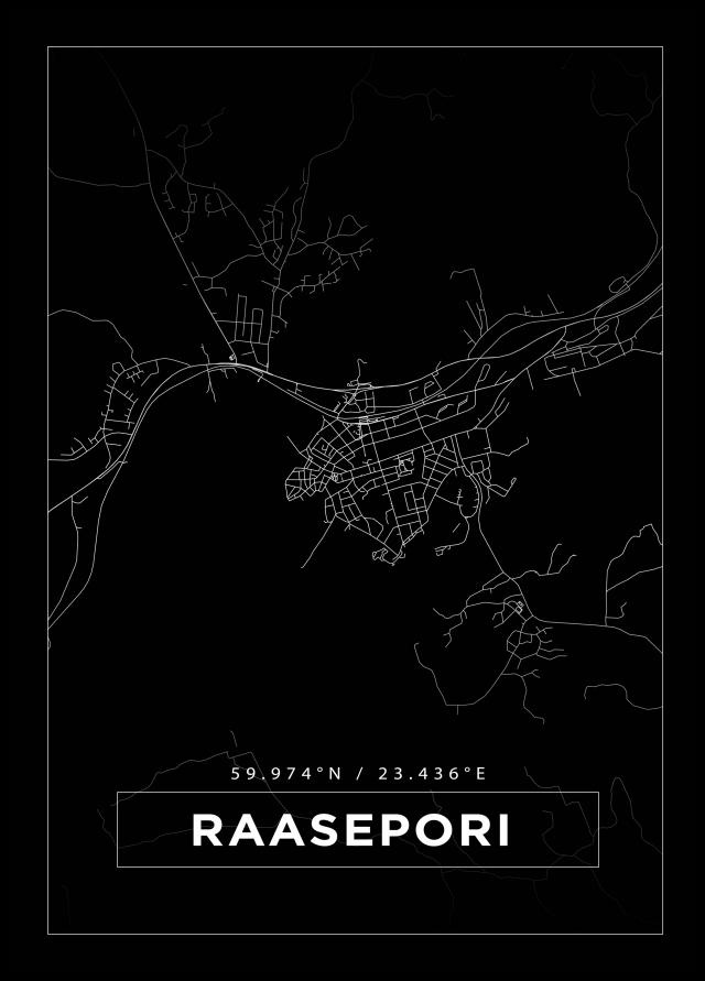 Kort - Raseborg - Sort Plakat