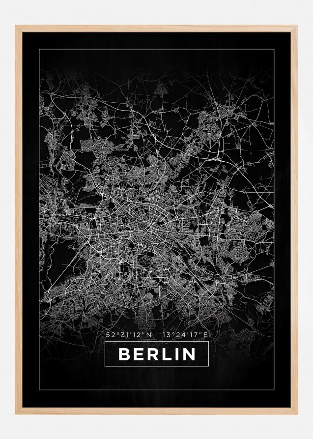 Kort - Berlin - Sort Plakat