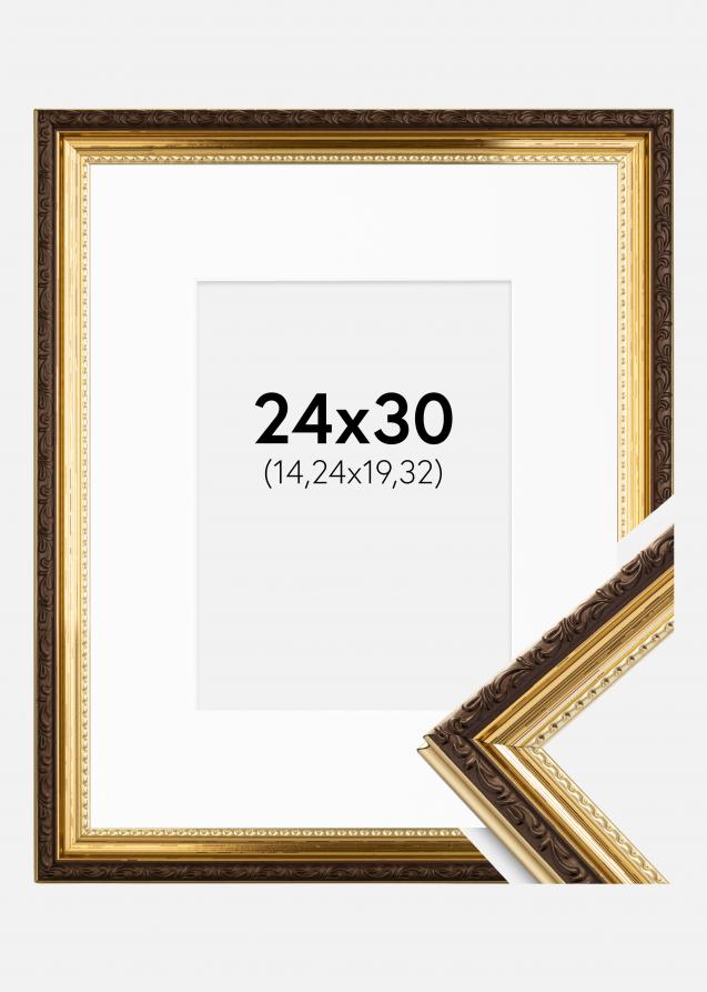Ramme Abisko Guld 24x30 cm - Passepartout Hvid 6x8 inches (15,24x20,32 cm)