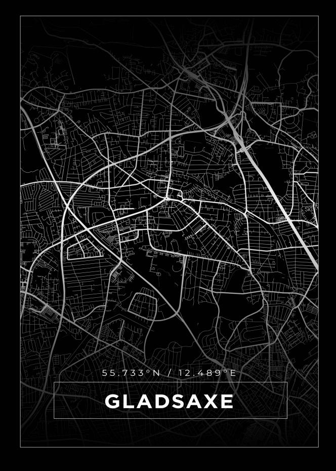 Kort - Gladsaxe - Sort Plakat