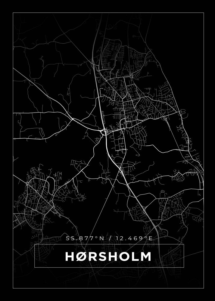 Kort - Hrsholm - Sort Plakat