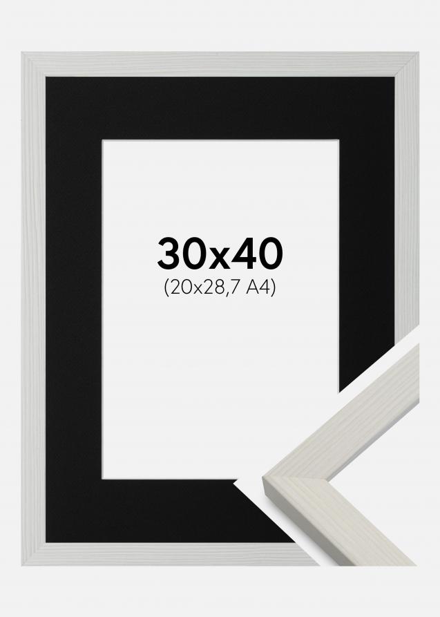 Passepartout Sort Standard (Hvid kerne) 30x40 cm (20x28,7 - A4)