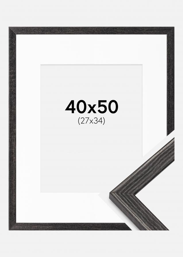 Ramme Fiorito Mørkegrå 40x50 cm - Passepartout Hvid 28x35 cm