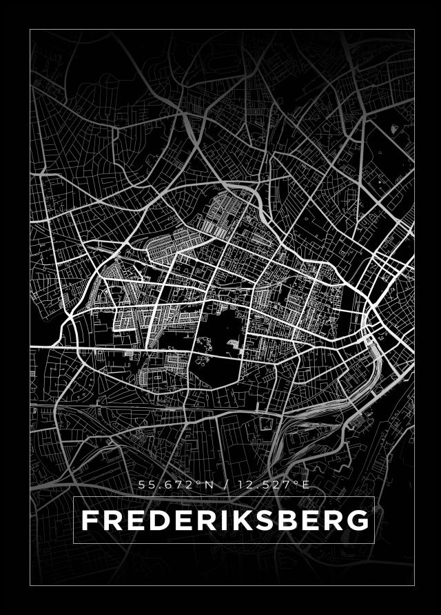 Kort - Frederiksberg - Sort Plakat