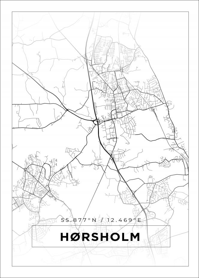 Kort - Hrsholm - Hvid Plakat