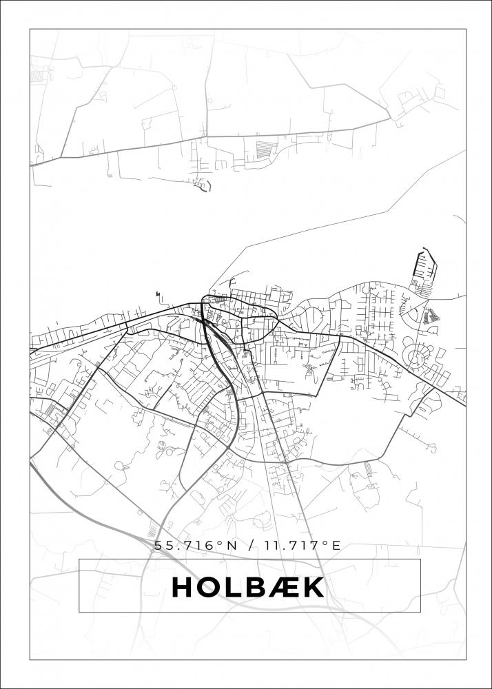 Kort - Holbk - Hvid Plakat