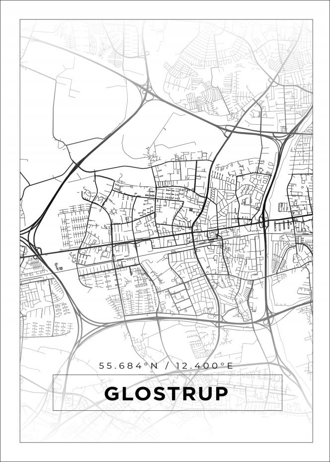 Kort - Glostrup - Hvid Plakat