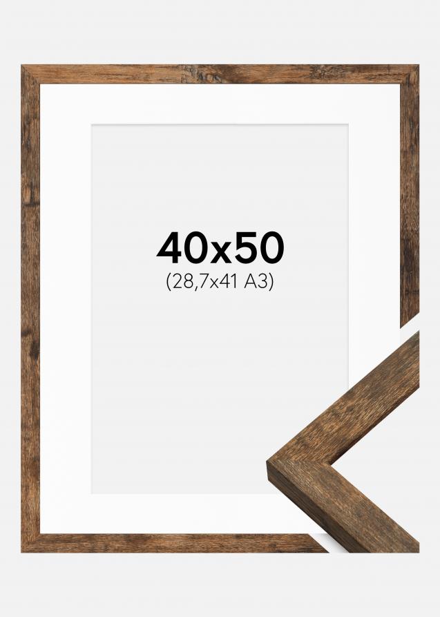 Ramme Fiorito Washed Oak 40x50 cm - Passepartout Hvid 29,7x42 cm (A3)