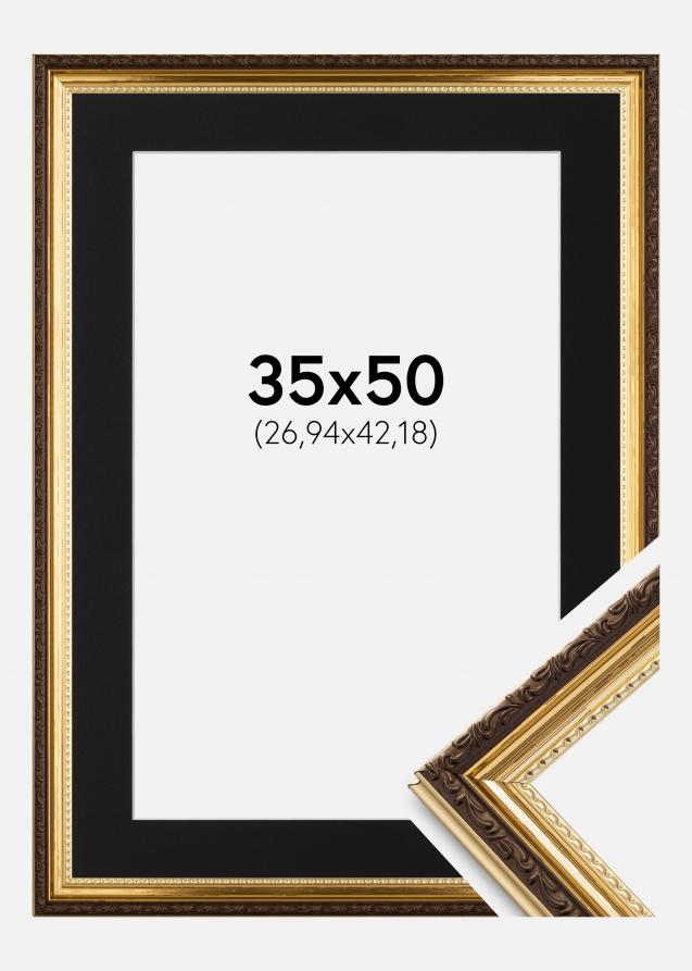 Ramme Abisko Guld 35x50 cm - Passepartout Sort 11x17 inches (27,94x43,18 cm)