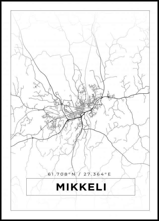 Kort - Mikkeli - Hvid Plakat