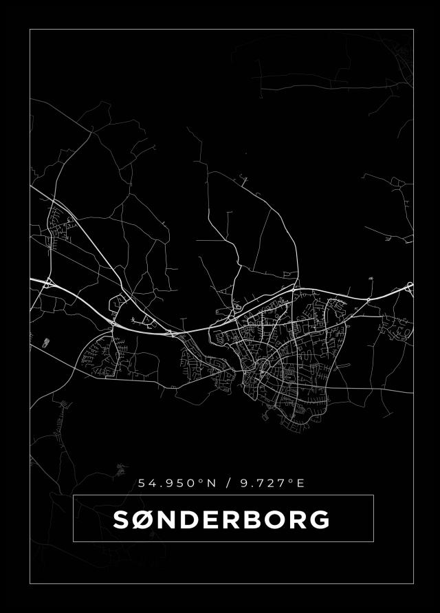 Kort - Sønderborg - Sort Plakat