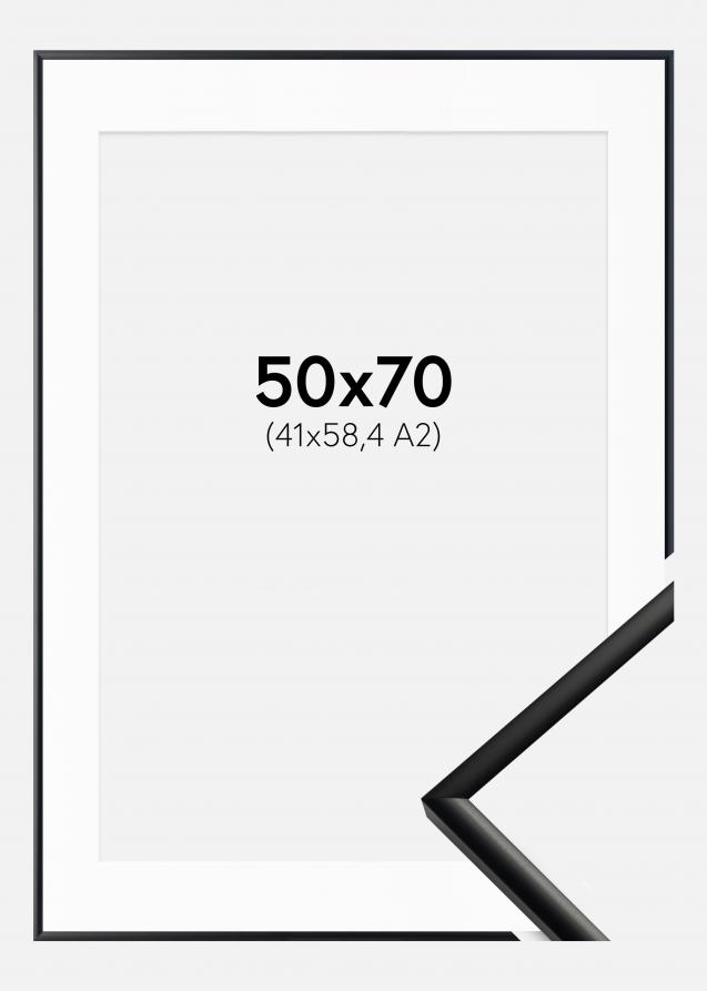 Ramme New Lifestyle Mat Sort 50x70 cm - Passepartout Hvid 42x59,4 cm (A2)